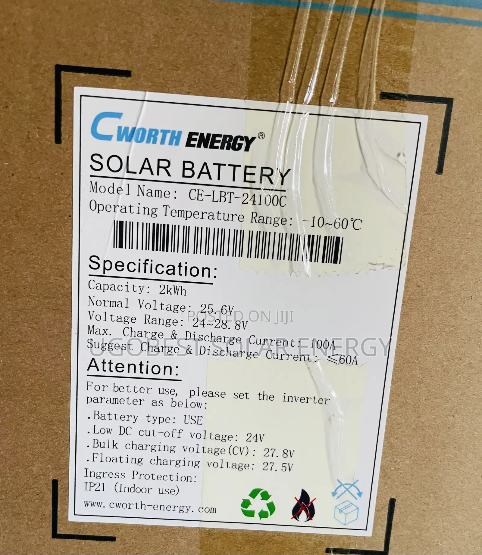 2kwh 24v Cworth Lithium Battery