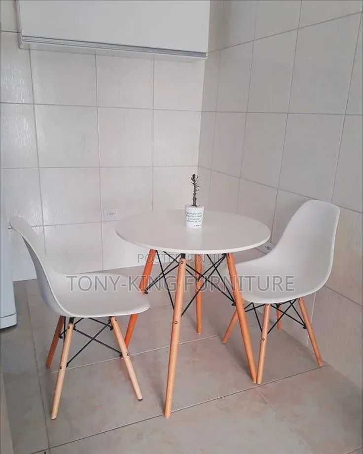 Round Wooden Dining Table Set With 2-Chair