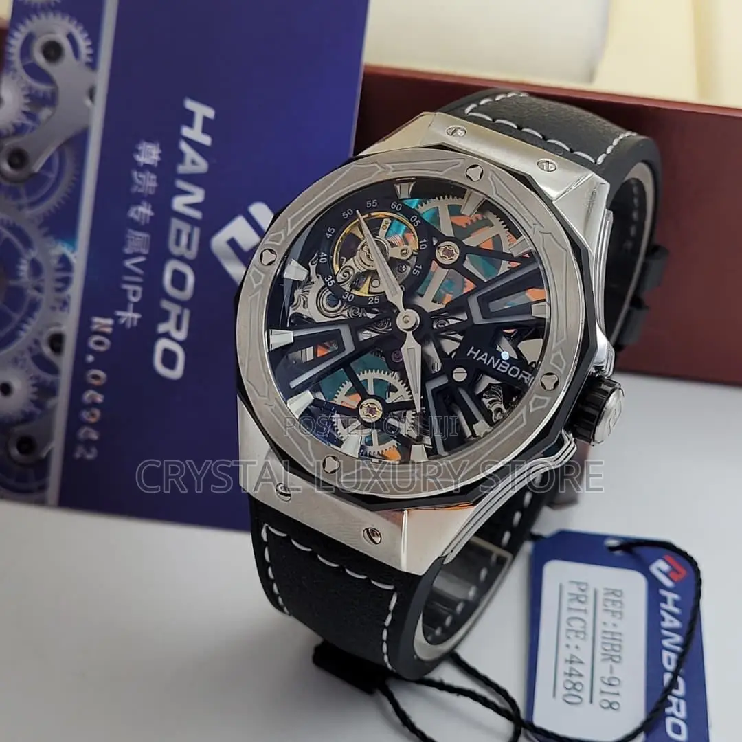 Hanboro Authentic Quality Luxury Men Genuine Leather Wristwatch