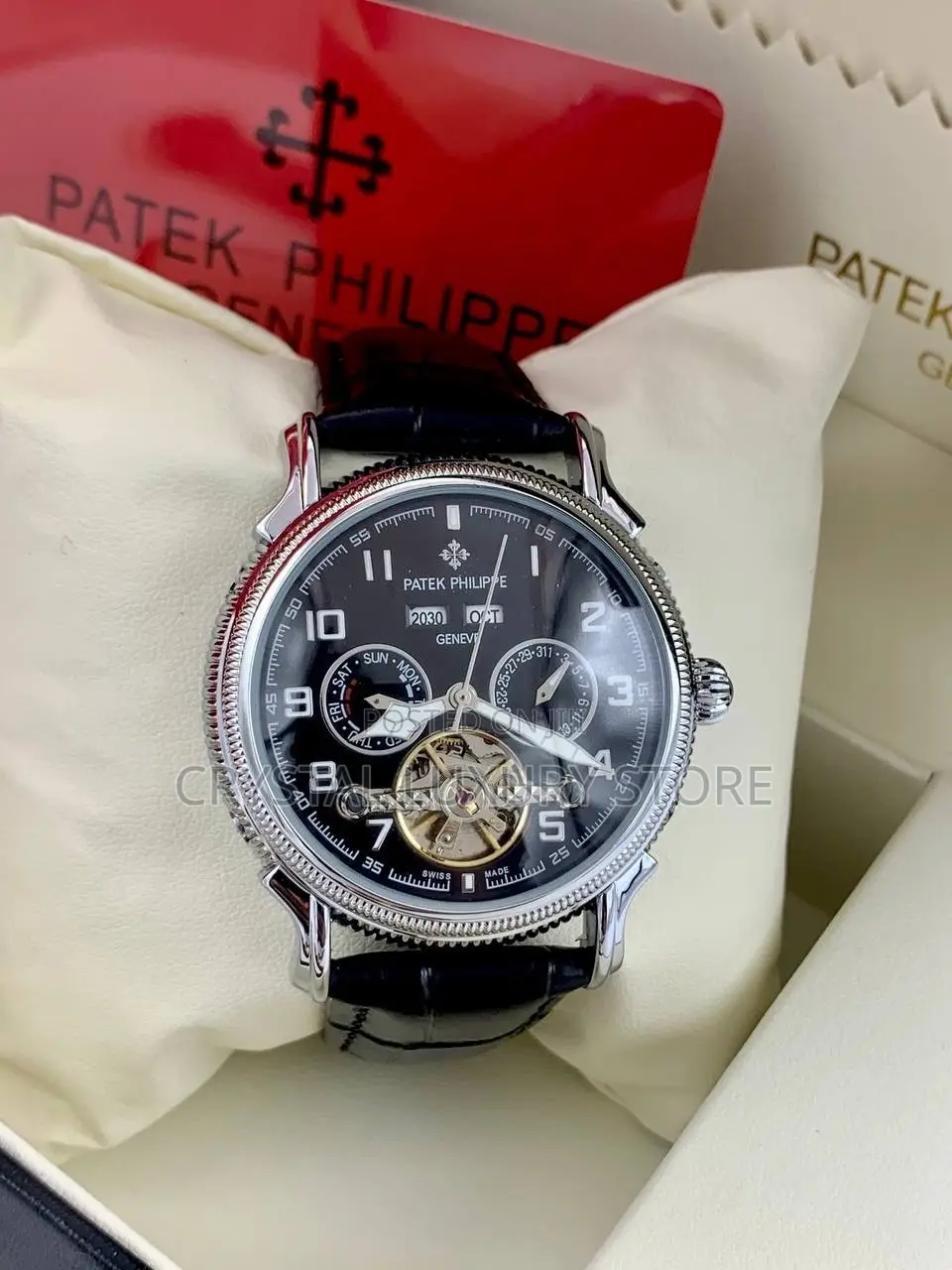 Patek Philippe Quality Men Genuine Leather Wristwatch