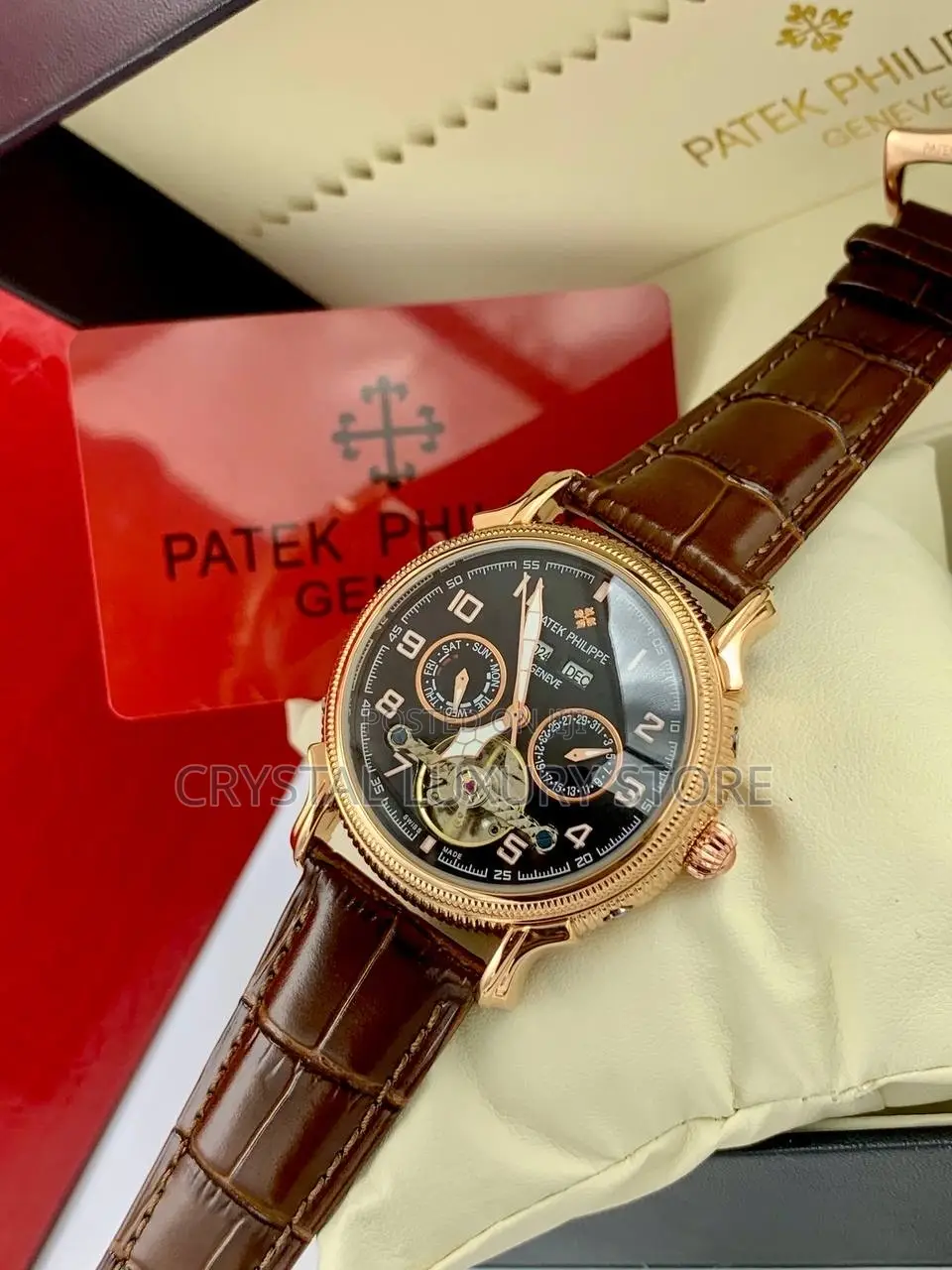 Patek Philippe Quality Men Genuine Leather Wristwatch