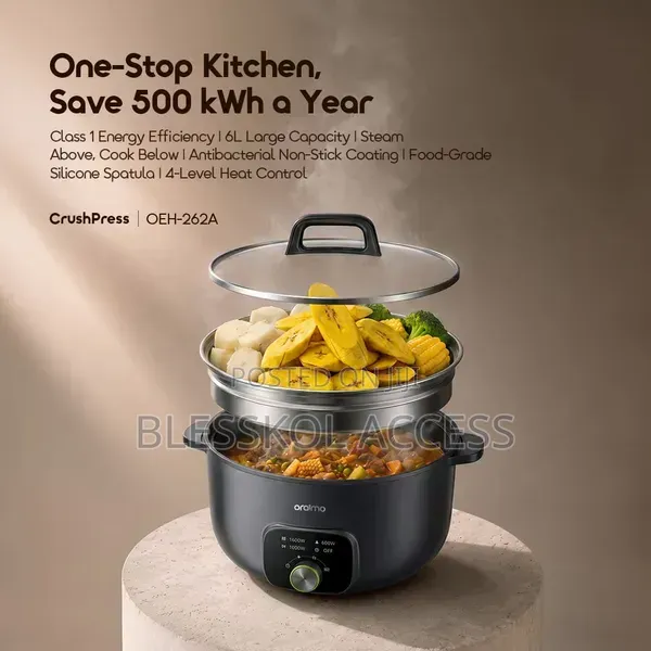 Oraimo MultiPot S1 Lite 6L Electric Cooking Pot With Steamer