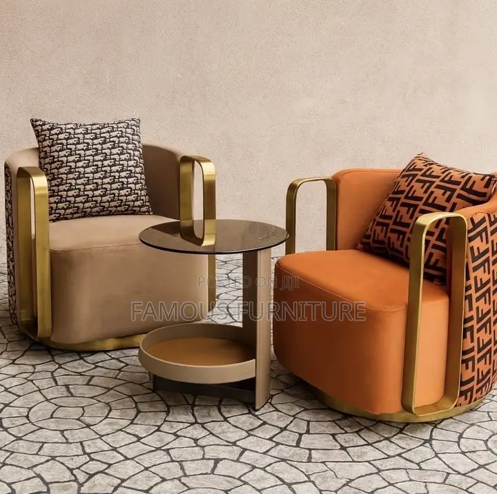 Luxury Swivel Accent Armchairs Elegant Gold-Tone Metallic Armrests