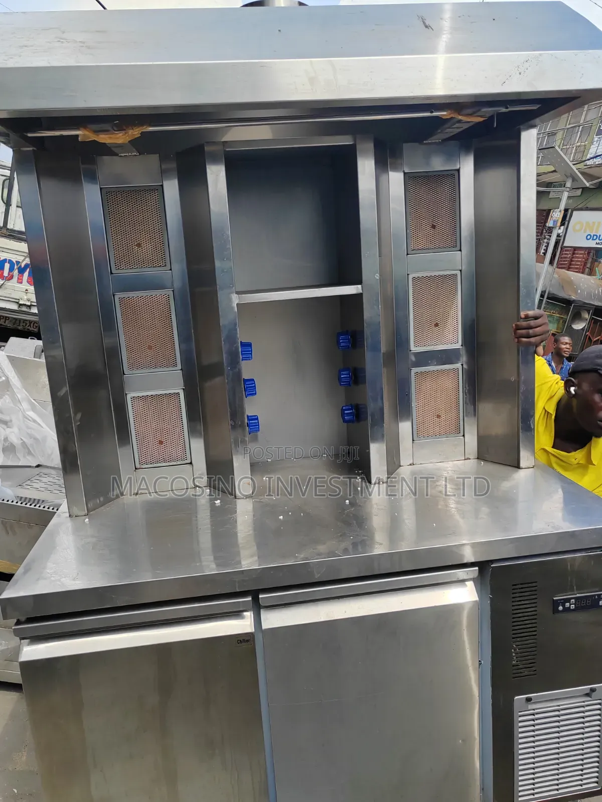 Commercial Stainless Steel Shawarma Machine With Bottom Chiller Unit