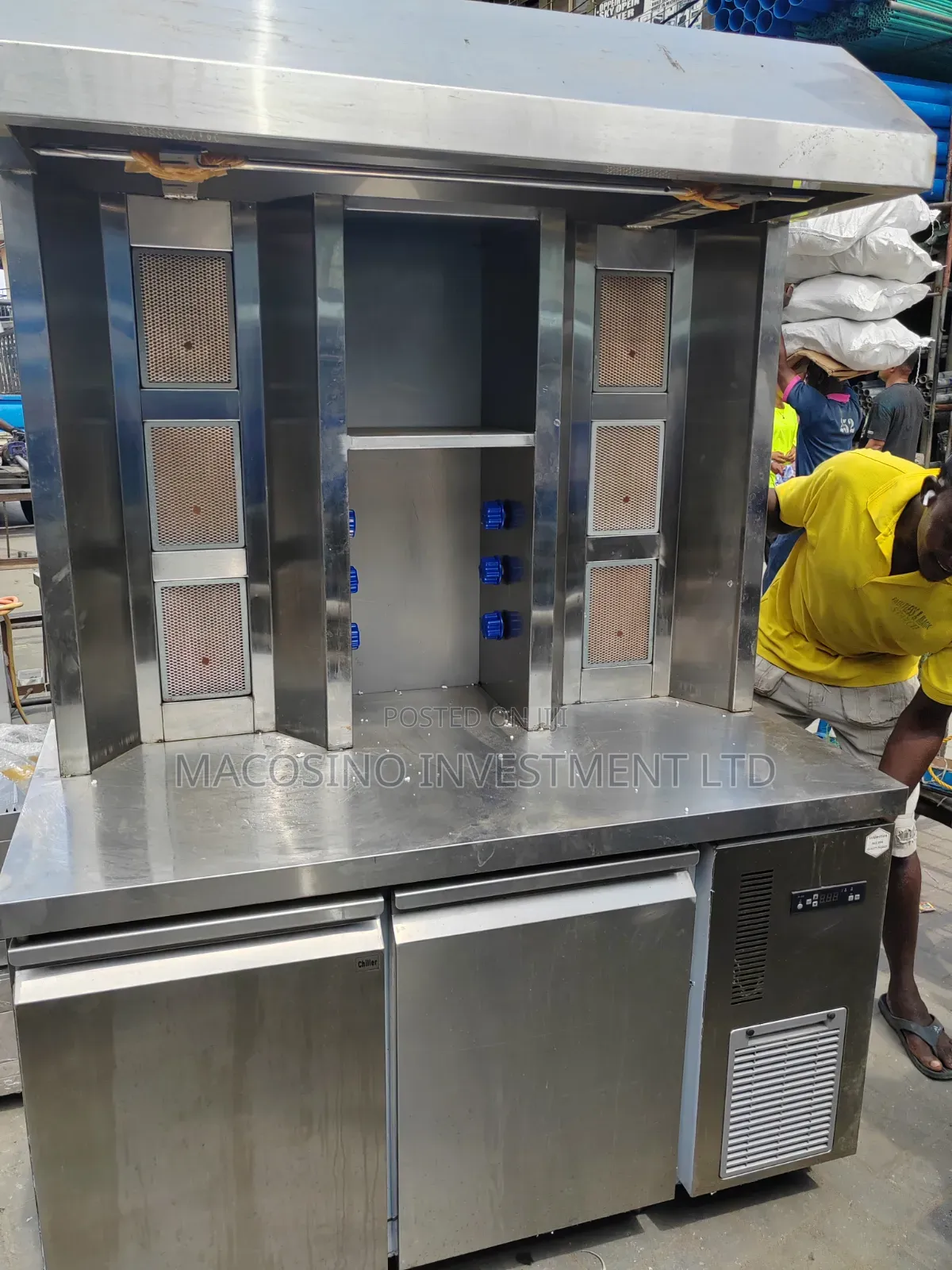 Commercial Stainless Steel Shawarma Machine With Bottom Chiller Unit