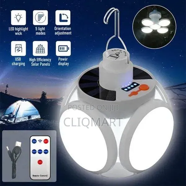 Solar Rechargeable Lamp – Portable Camping Light With Solar Panel