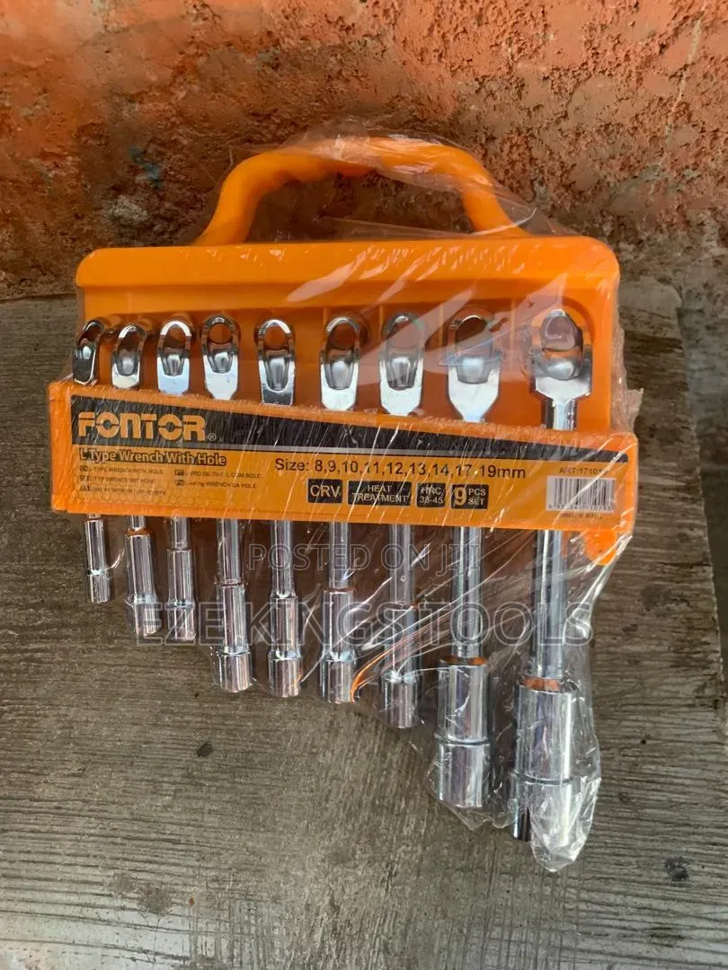 9-Piece Set of Chrome-Vanadium L Spanner Set