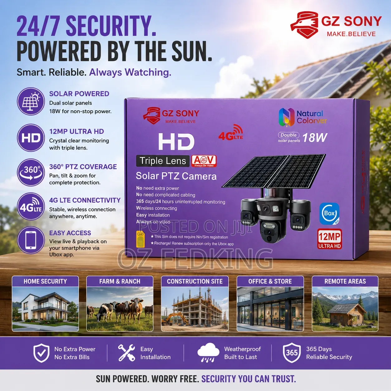 Ubox Triple Lens Solar Camera