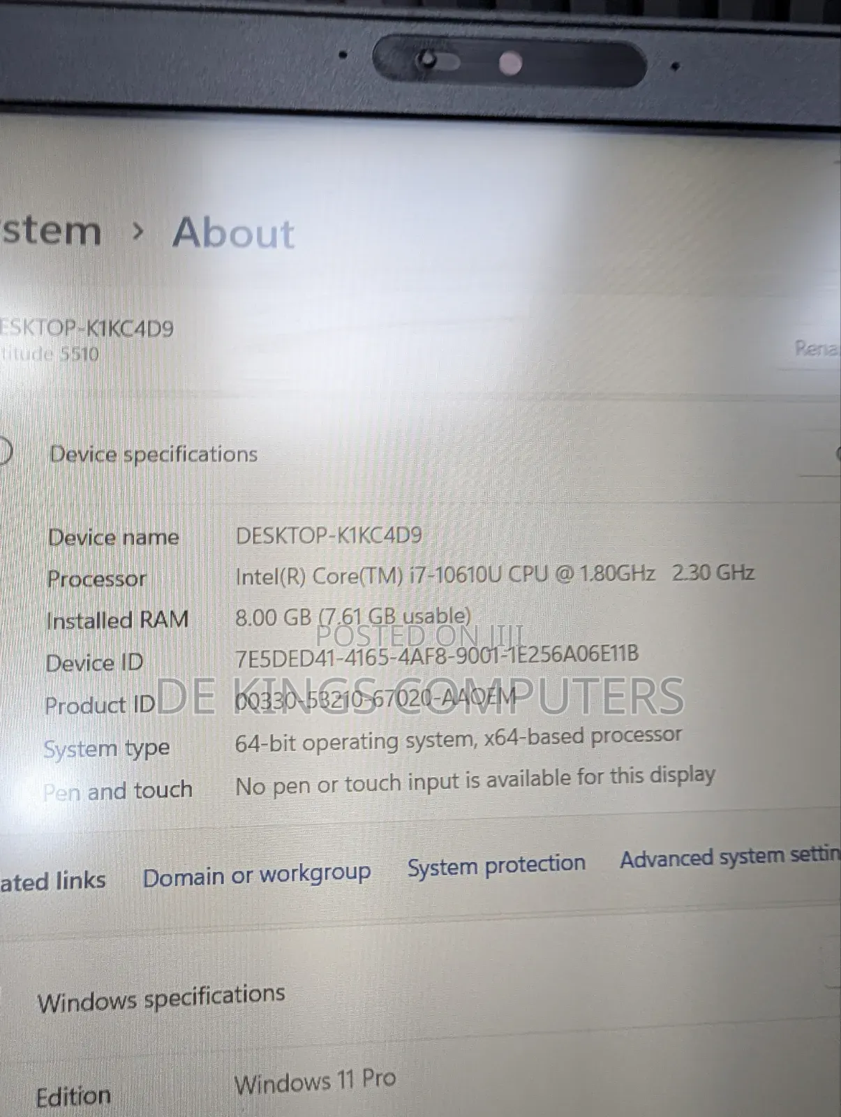 Laptop Dell Latitude 5510 8GB Intel Core i7 SSD 256GB