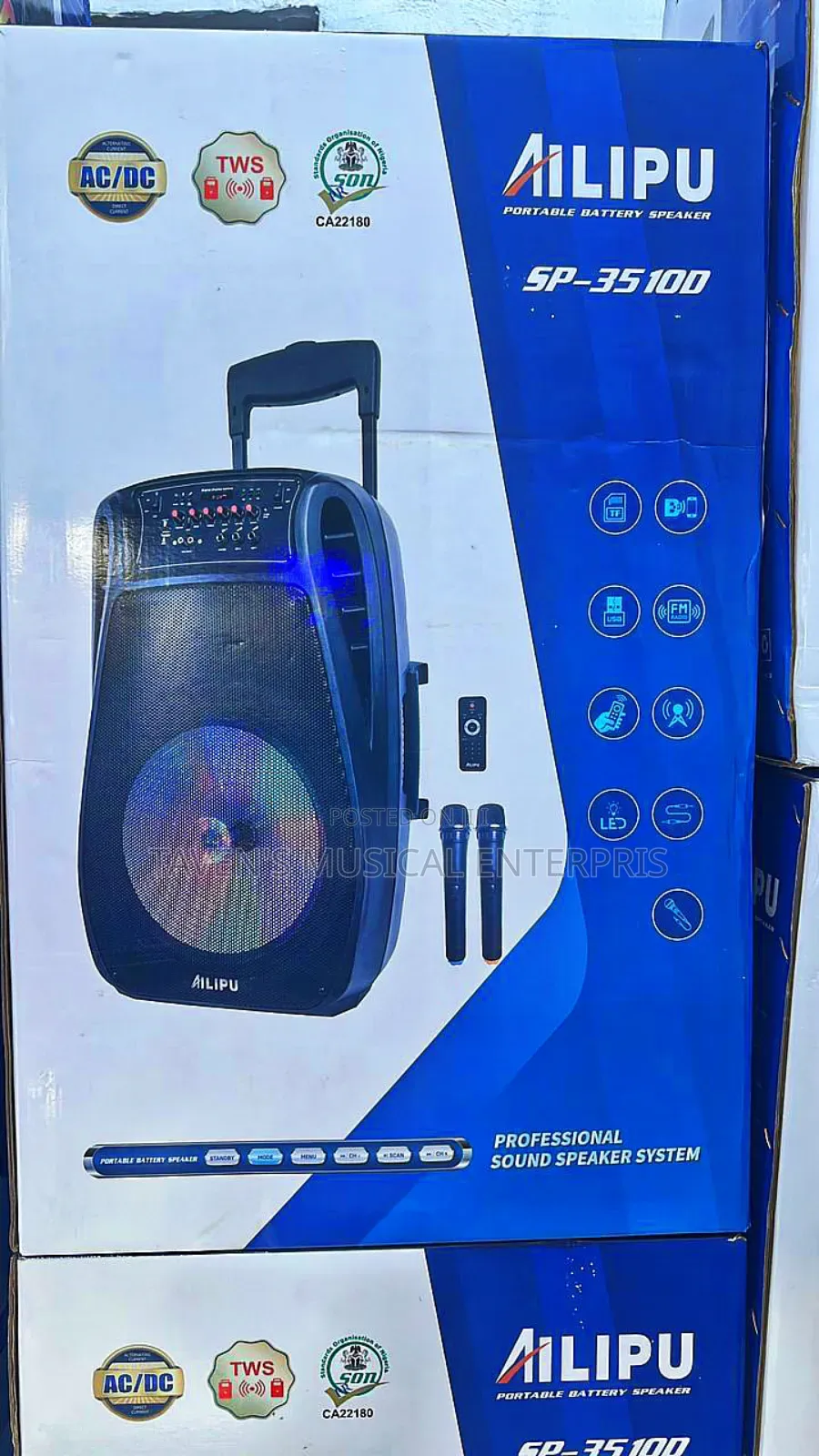 Ailipu SP-3510D 15 Inches Rechargeable LoudSpeaker