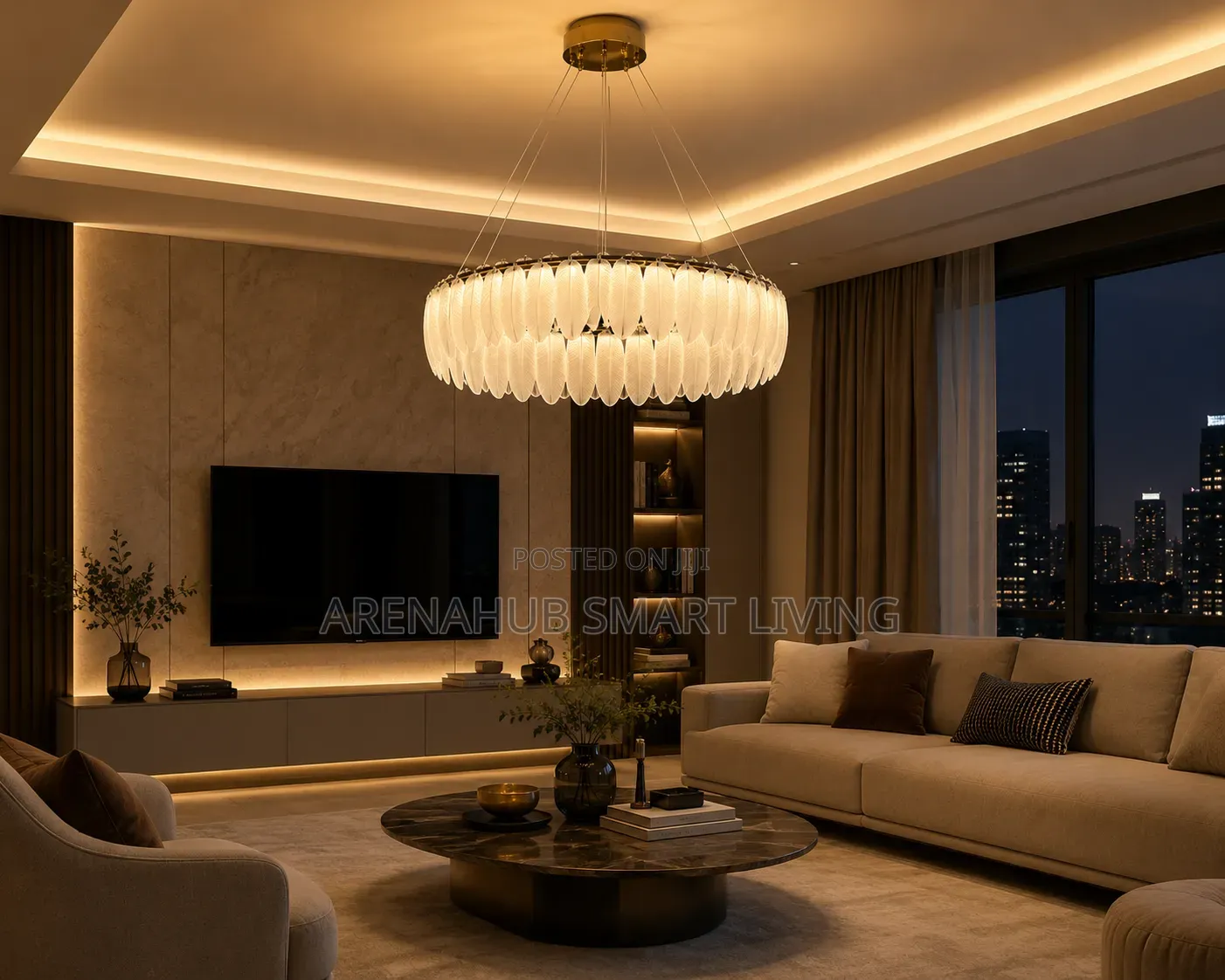 Modern Luxury Chandelier Creative Feather Glass Gold for Living Room