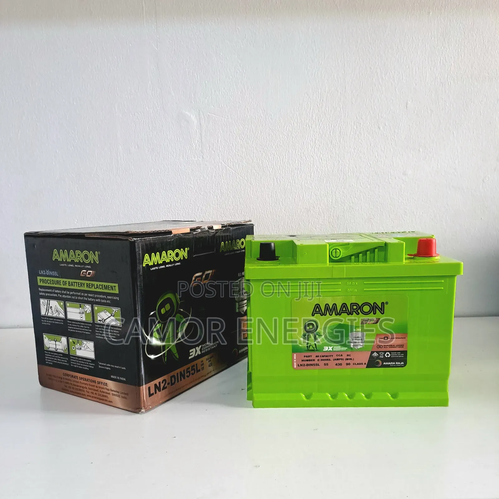 Original Amaron 55Ah Battery | Corolla, Camry, Accord | 3 Yrs Warranty