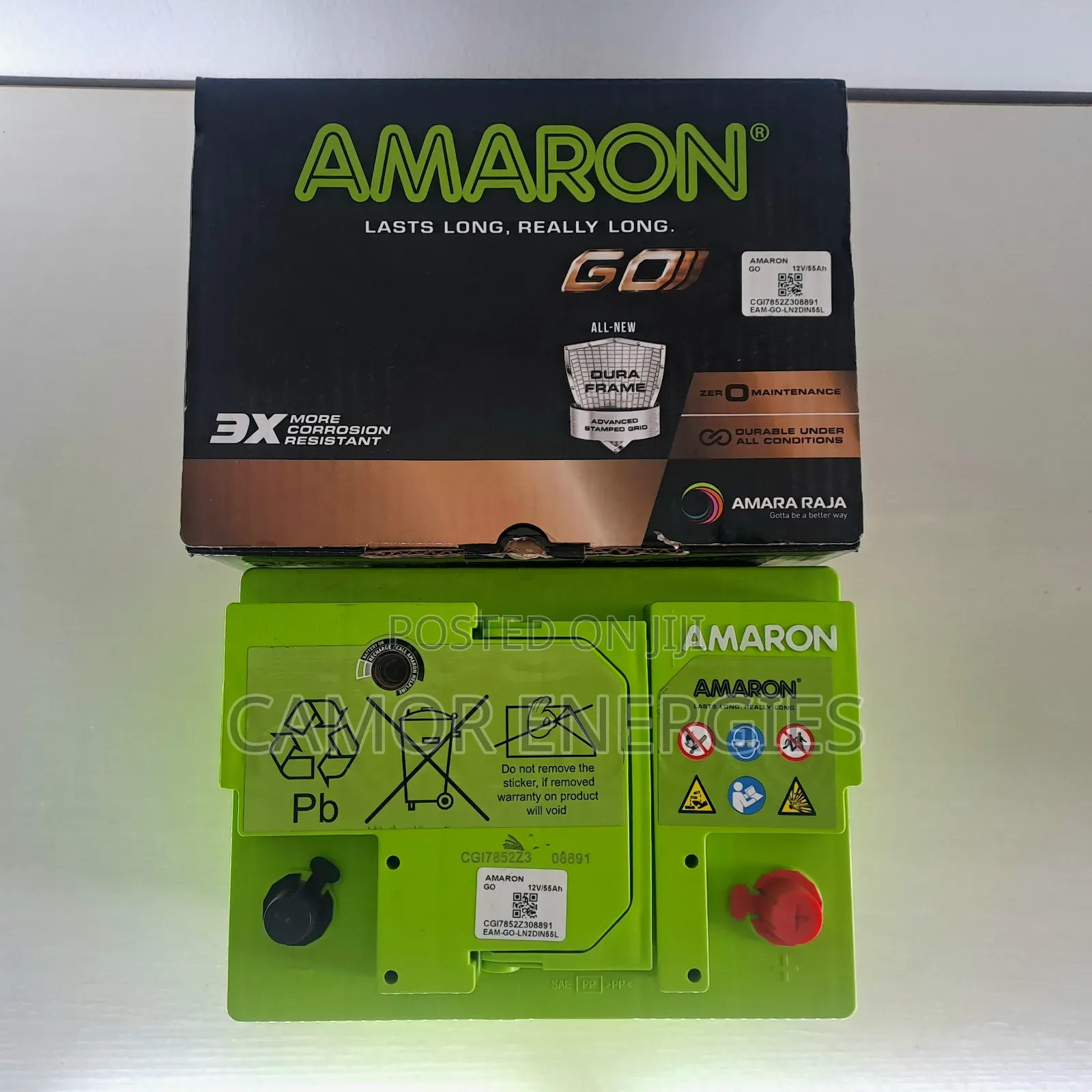 Original Amaron 55Ah Battery | Corolla, Camry, Accord | 3 Yrs Warranty