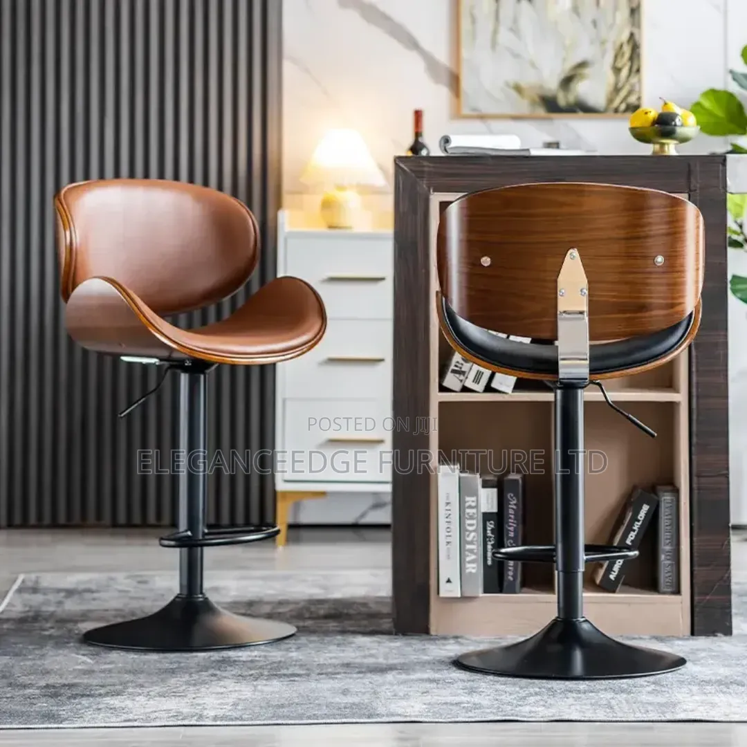 Modern Swivel High Bar Stool With Bentwood Frame, Counter Stool