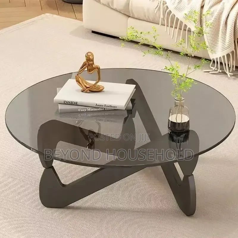 2 PCS Tinted Tempered Glass Center Table Nesting Coffee Table Set