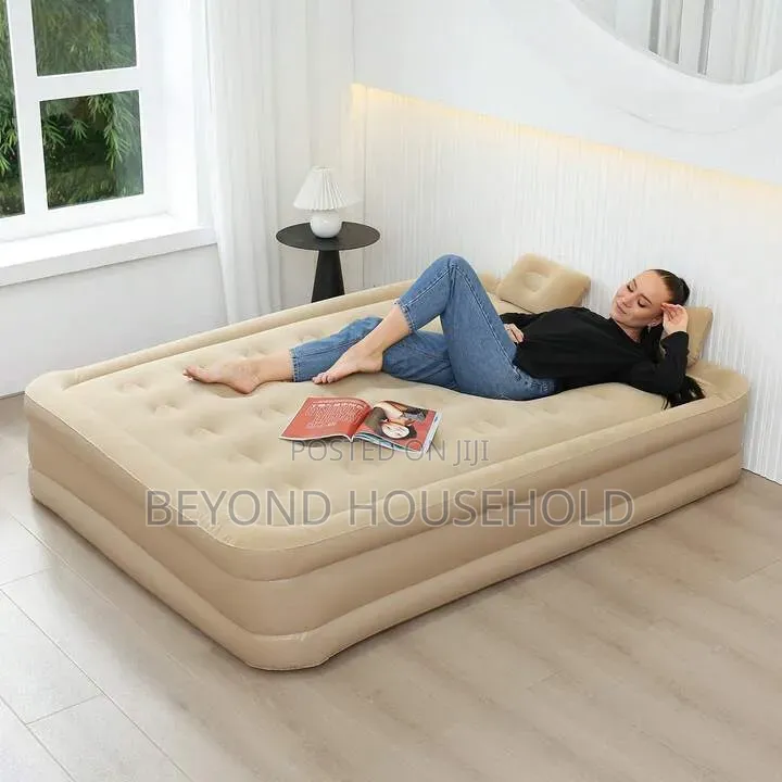 Double Size Inflatable Air Bed 6ft × 5ft – Air Mattress With Pillows