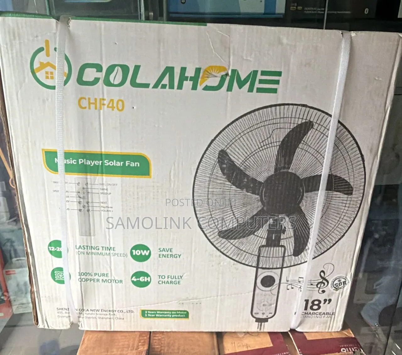COLAHOME 18" Rechargeable Fan