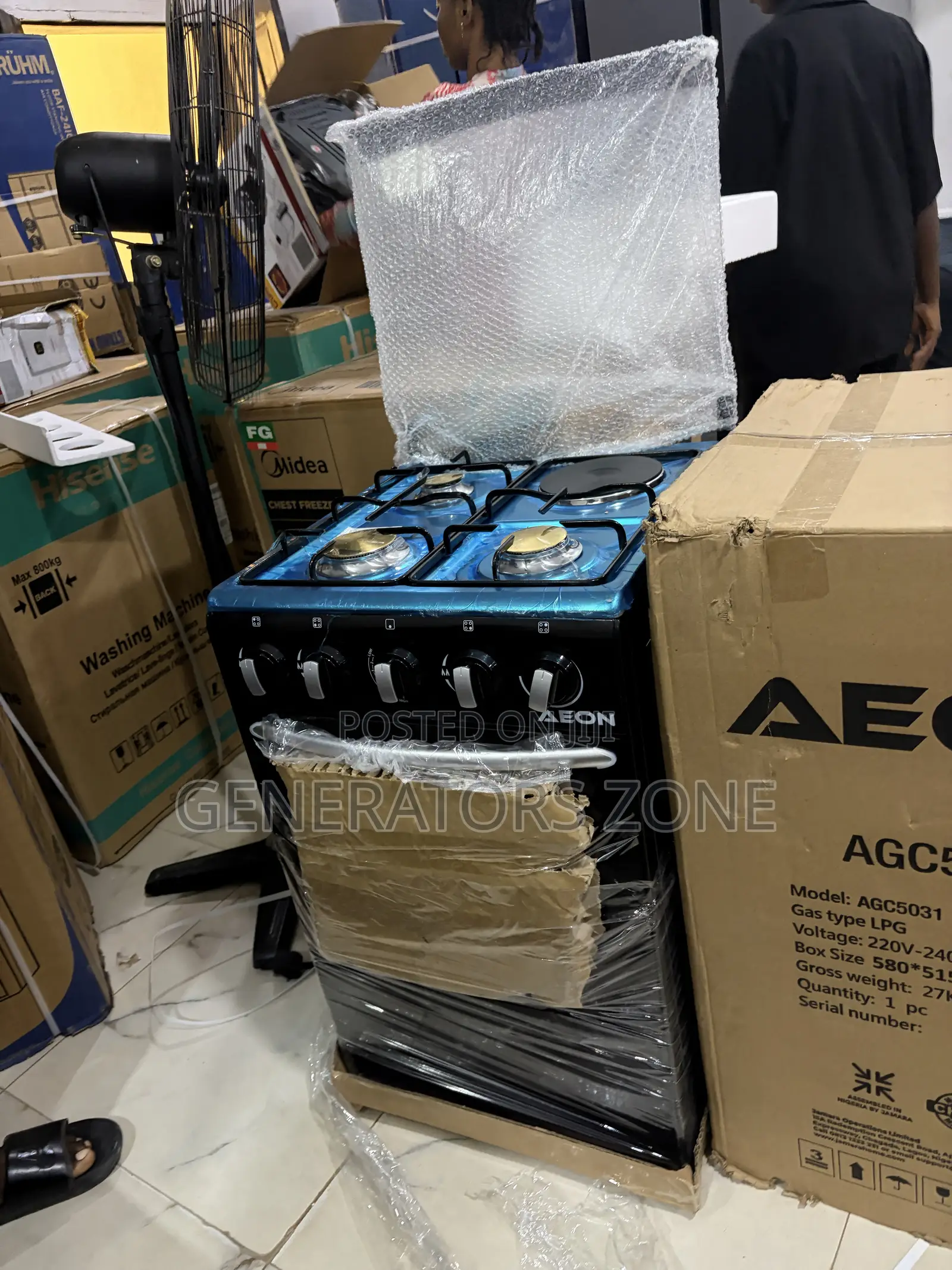 AEON AGC5031 Black 3+1 Burner 50×50cm Cooker