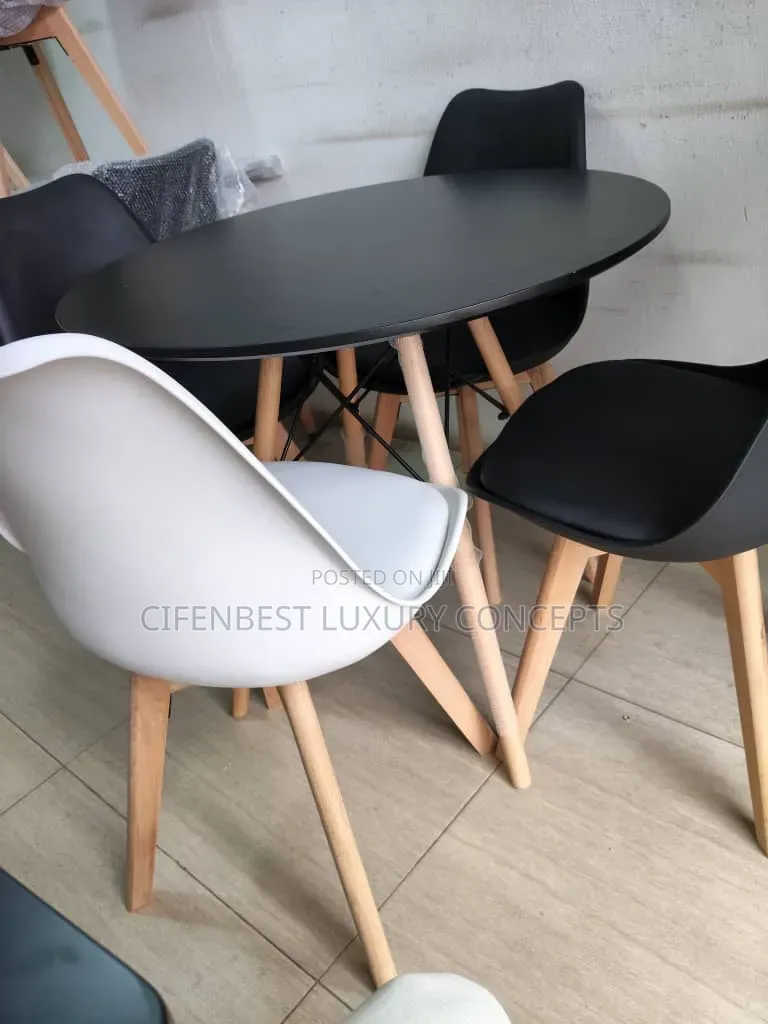 Basket Leg Restaurant/Dinning Table and Four Coloured Chairs