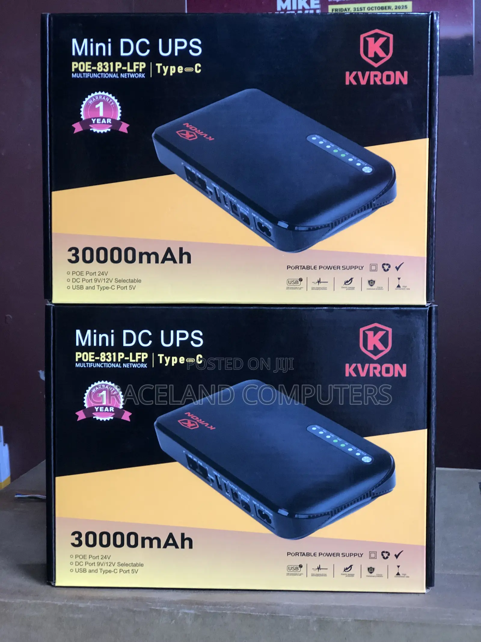 Kvron 30,000mah Type-C Mini Dc Ups ( Router/CCTV Powerbank)