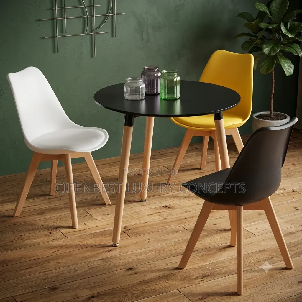 Stylish Round Table Black Top Dinning/Restaurant Set