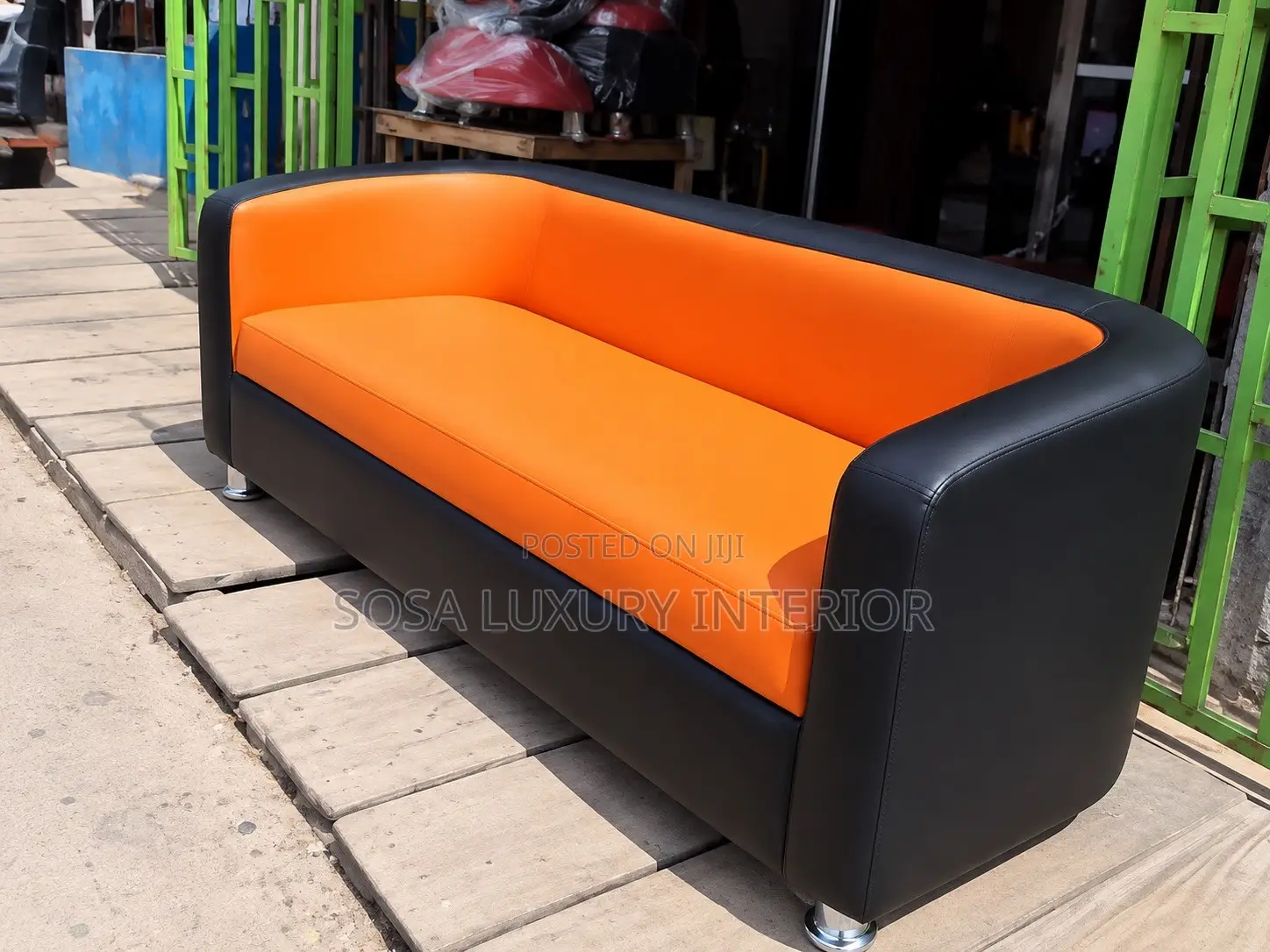 Modern Orange and Red Bucket Sofa Set( 3 Seaters )
