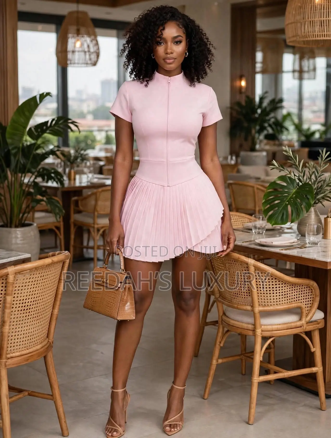 Chic Zip-Up Pleated Skirt Set