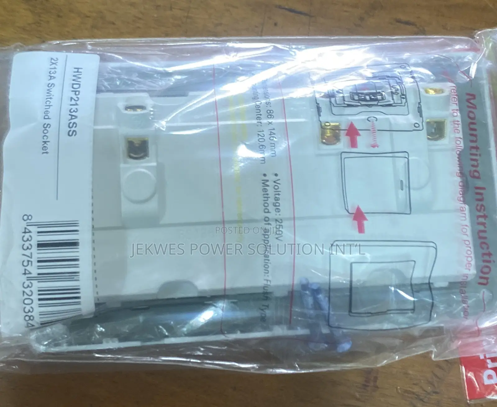 Original 13A Himel Double Switched White Sockets