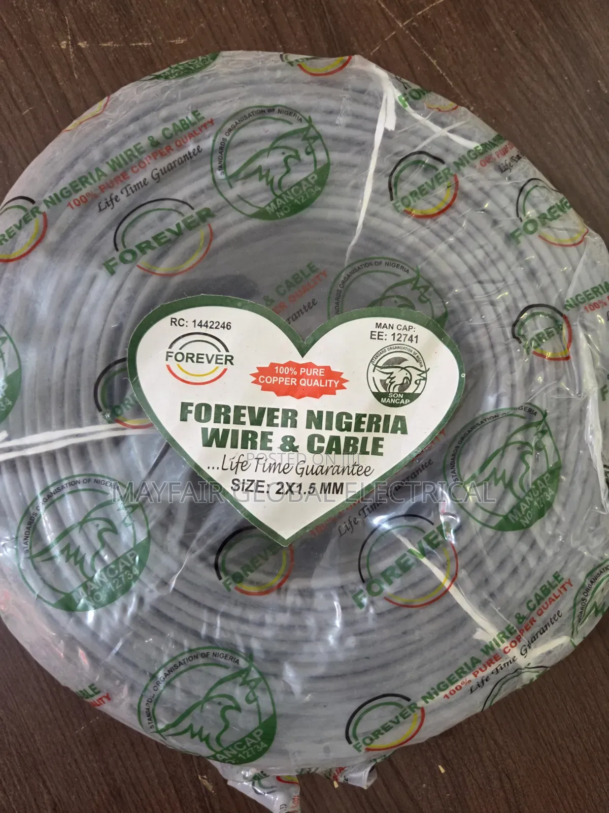 2x1.5 Mm, Pure Copper Quality Forever Nigeria Wire Cable