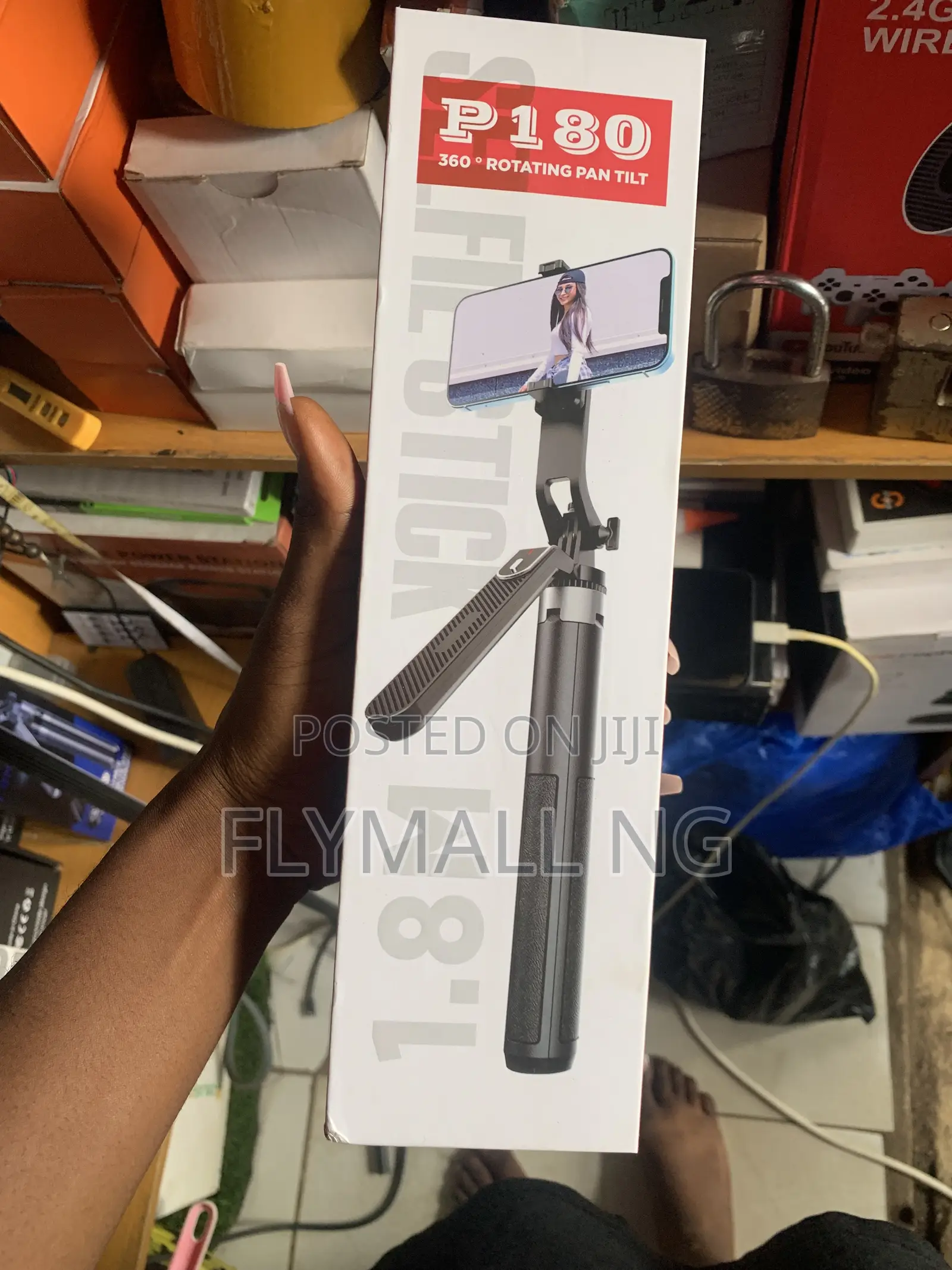 P180 360° Rotating Pan Tilt Selfie Stick Tripod,
