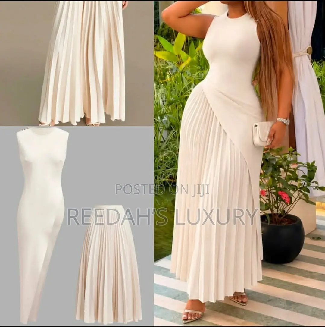 Ivory Pleated Wrap Maxi Dress