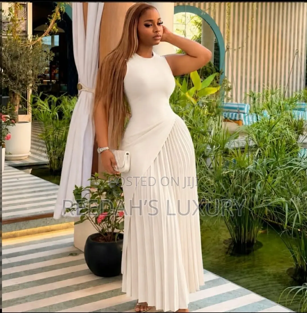 Ivory Pleated Wrap Maxi Dress
