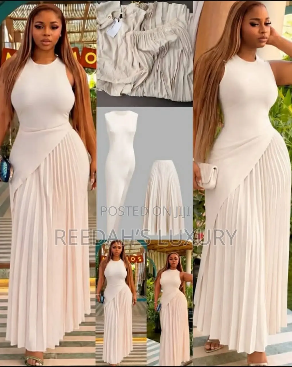 Ivory Pleated Wrap Maxi Dress