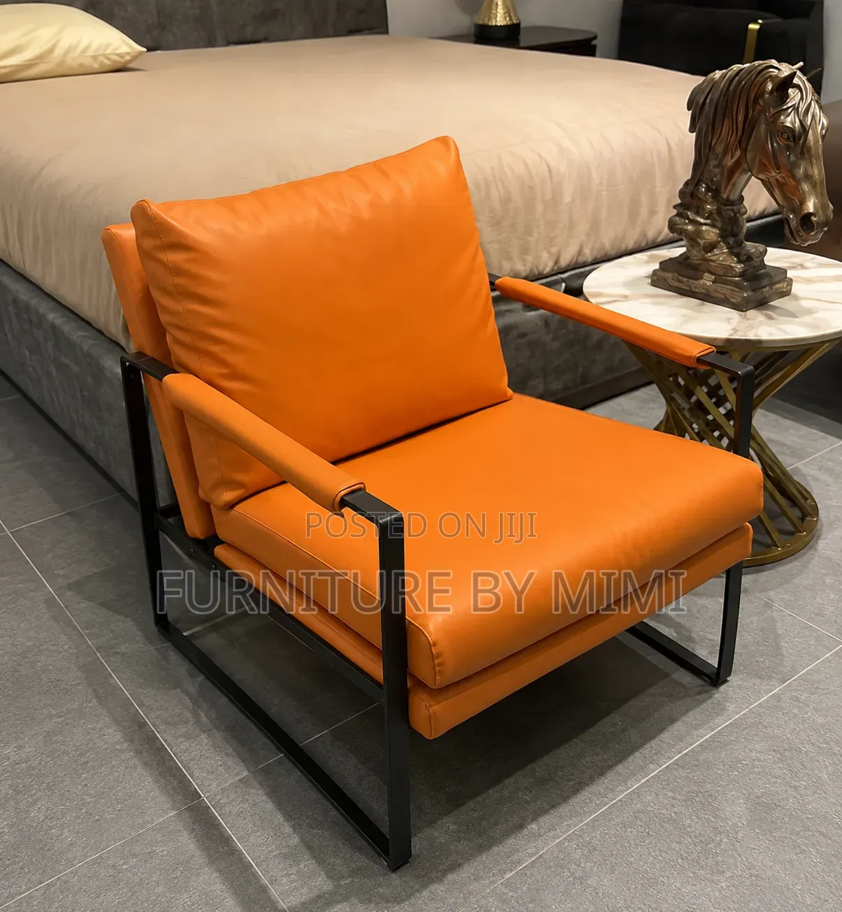 Luxury Modern Leather Accent Lounge Chair - Brand New