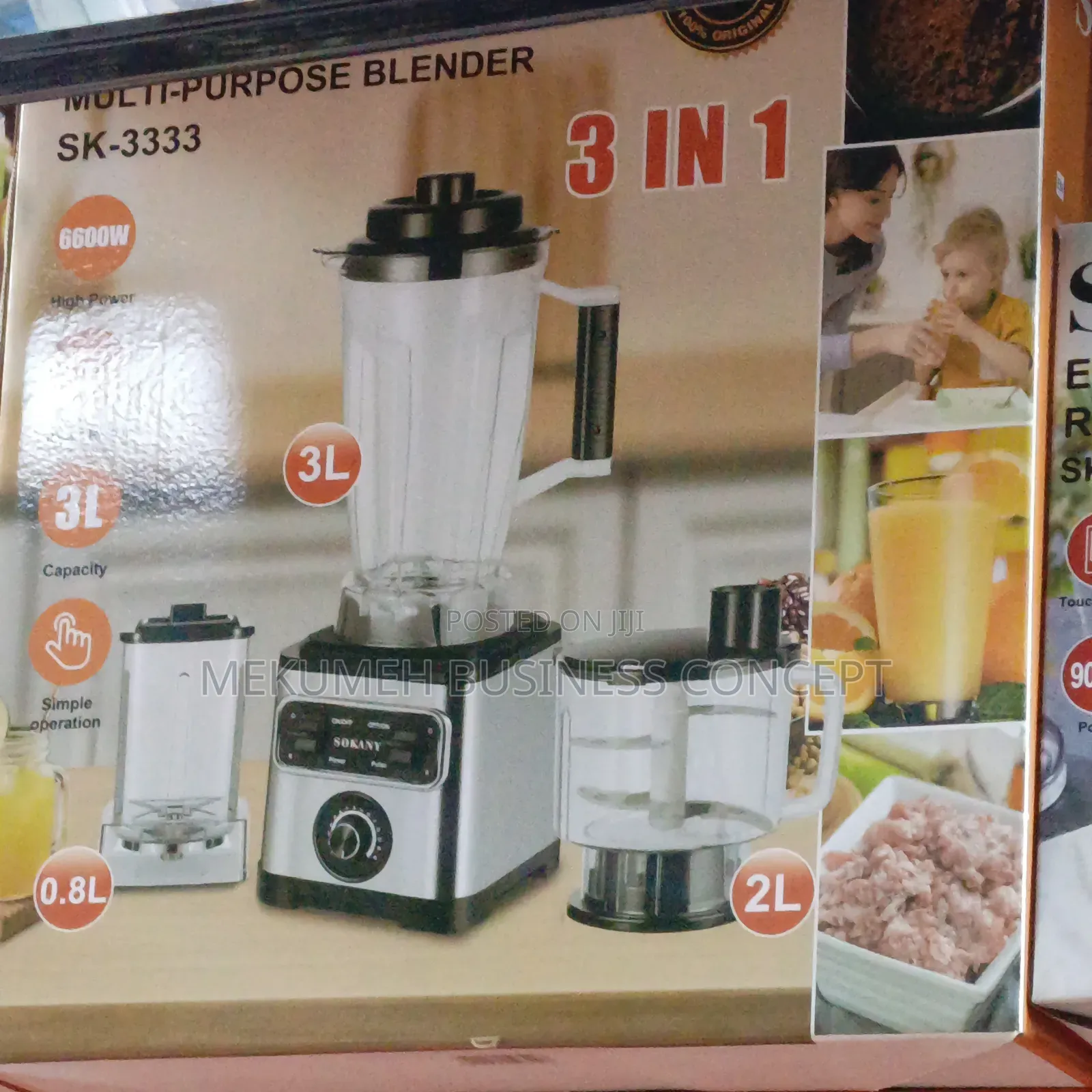 3in1 Sokany Multi-Purpose Blender, Chopper, Grinder