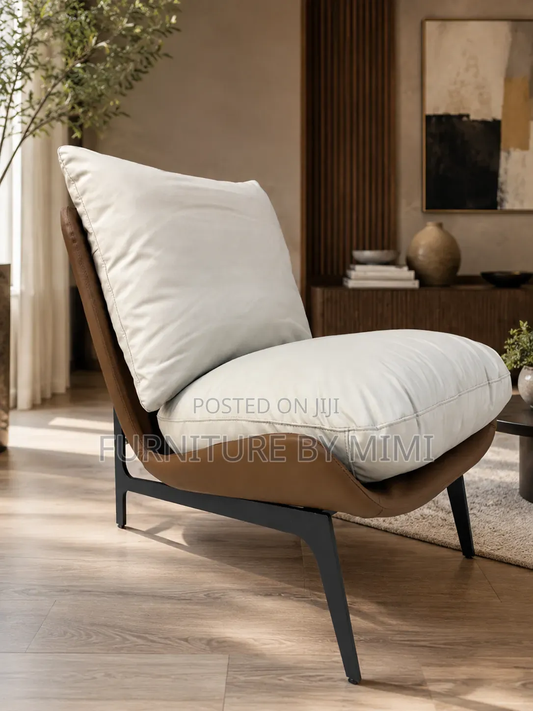 Premium Leather Lounge Accent Chair for Living Room / Office