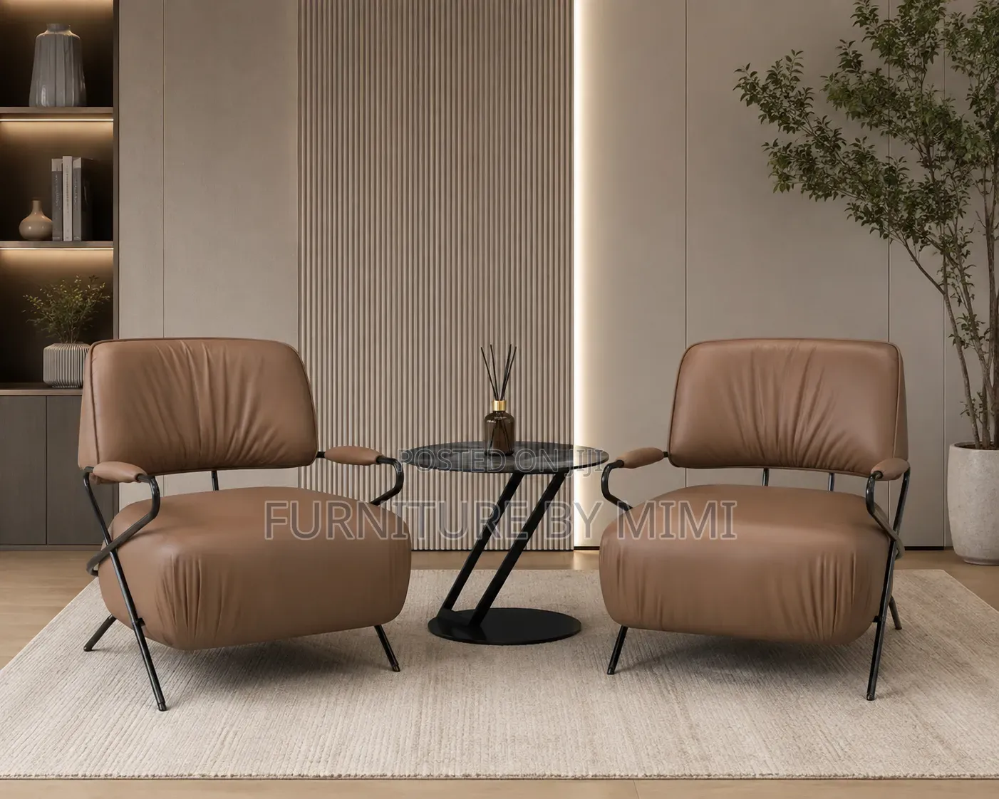 Luxury Modern Leather Accent Lounge Chair - Brand New