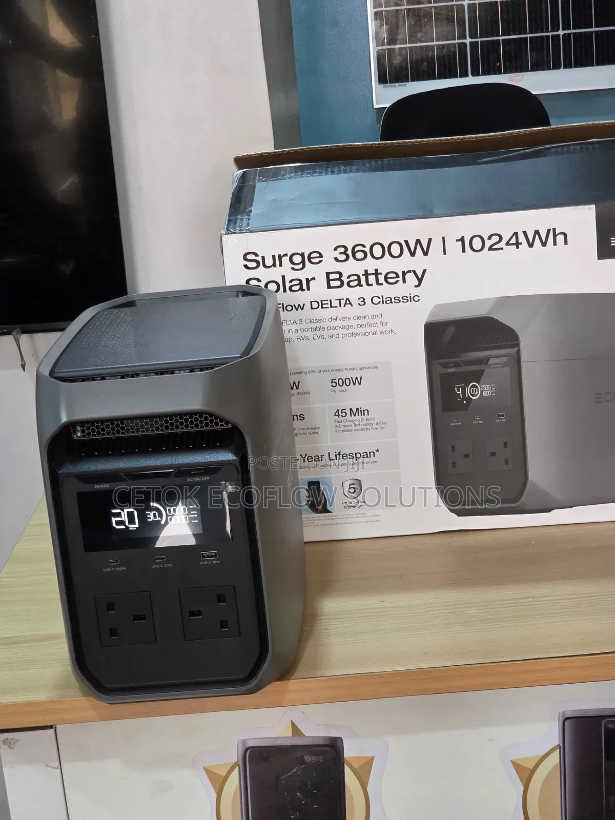 Ecoflow Delta 3 Classic 1.8kVa (1kWh) Solar Generator Power Station