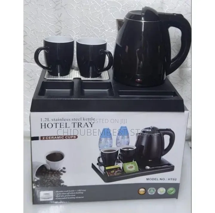 Hotel Tray With 2 Mugs and 1 Kettle