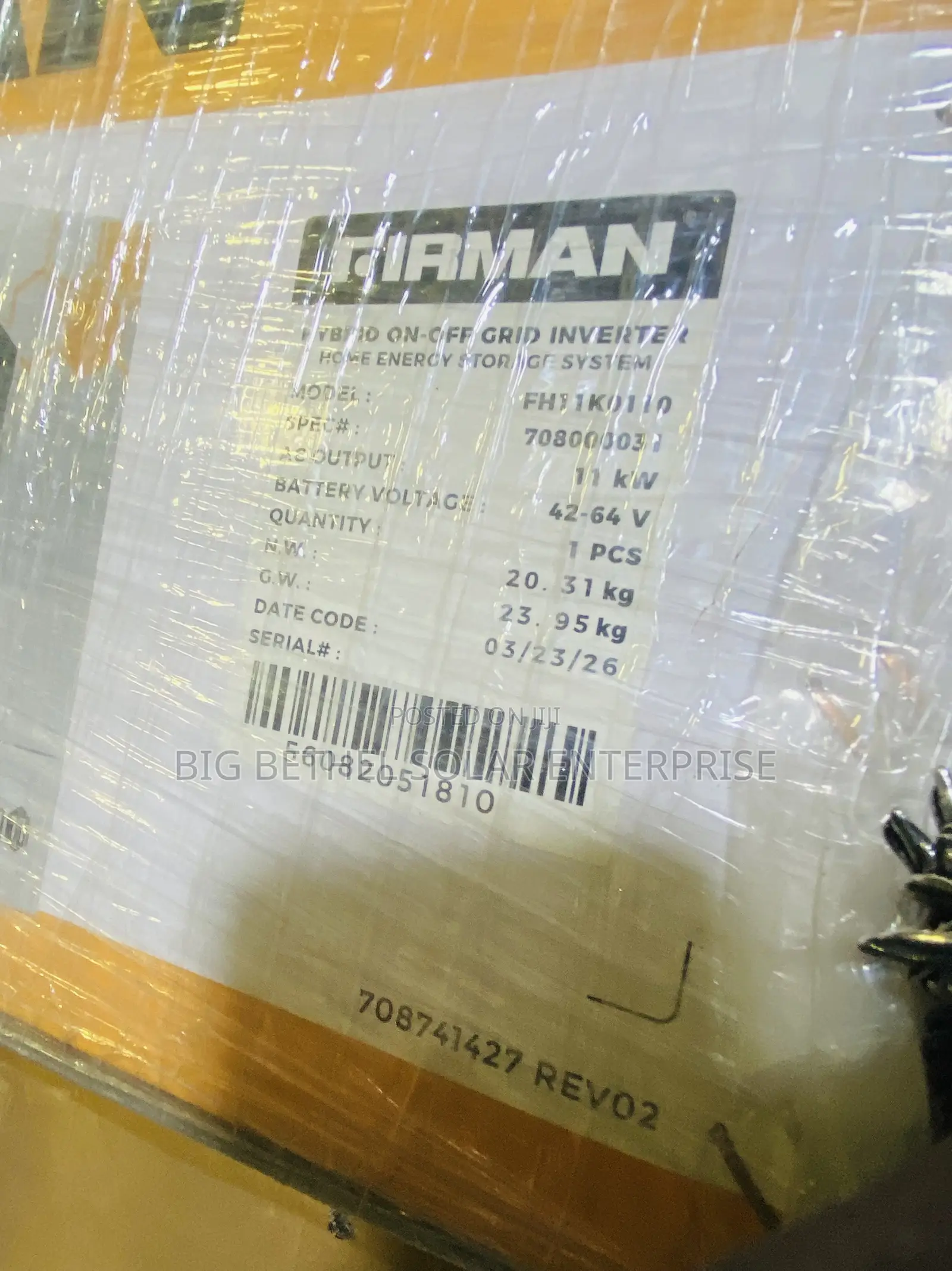 FIRMAN 11kva 48v Hybrid Solar Inverter With 7years Warranty