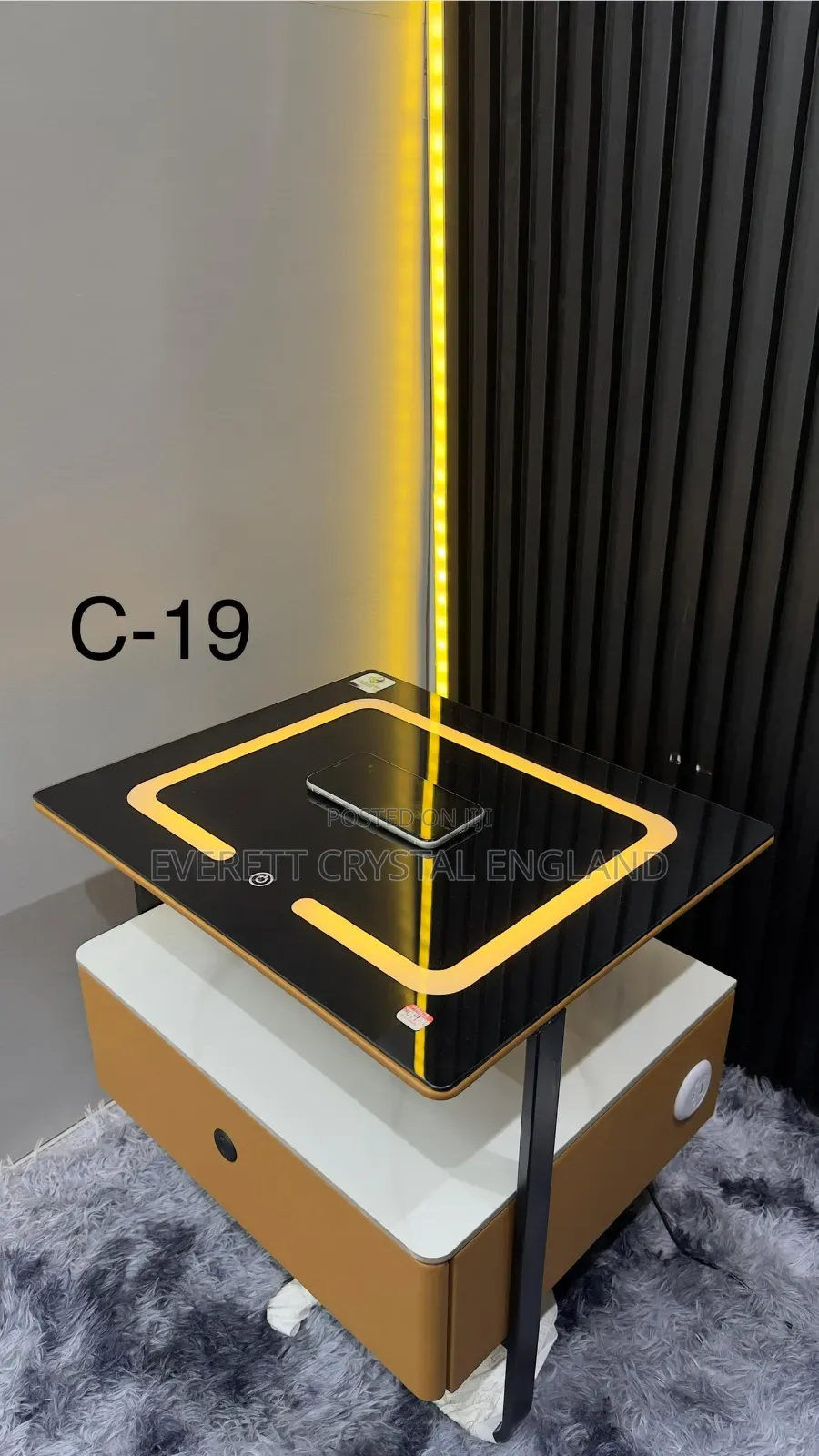 Modern Side Table With Wireless Charging
