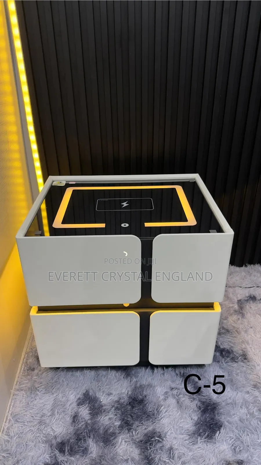 Stylish Smart Table, Wireless Charging and Bluetooth Speaker With Led