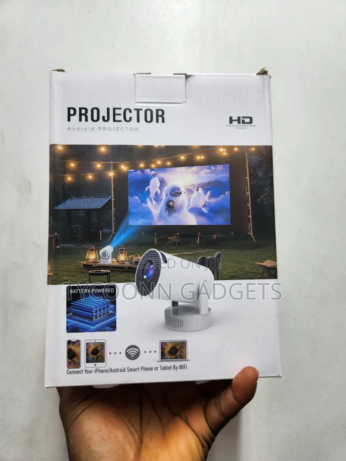 Portable, Smart Mini Projector With Built-in Rechargeable Battery