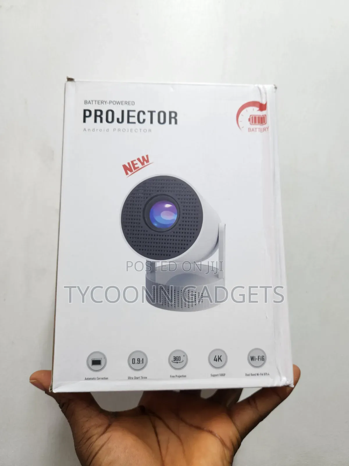 Portable, Smart Mini Projector With Built-in Rechargeable Battery