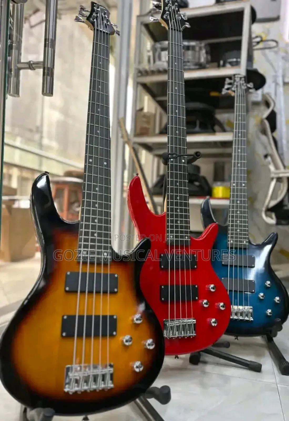 Ibanez 5-String Passive Bass Guitar Blue Red and Others