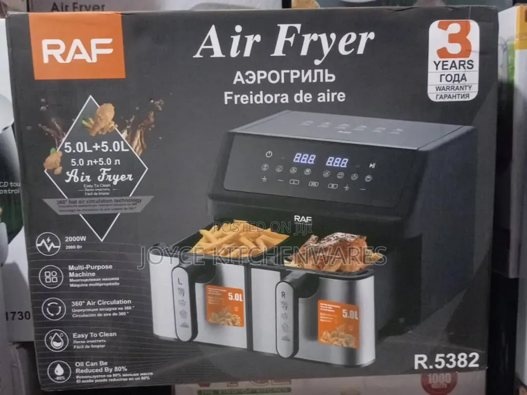 RAF 2 Compartment Air Fryer Smart Digital Air Fryer 5L+5L Healthy Kit
