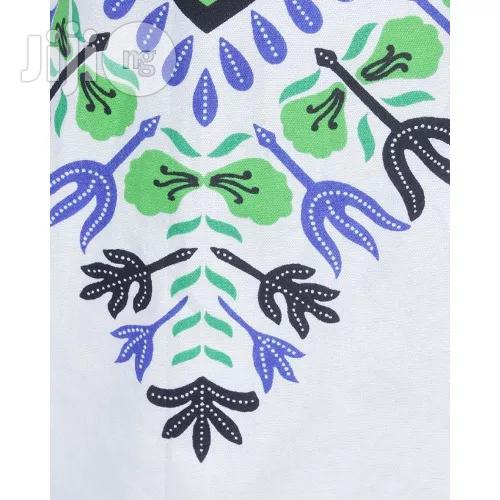 African Print Traditional Danshiki - White Green
