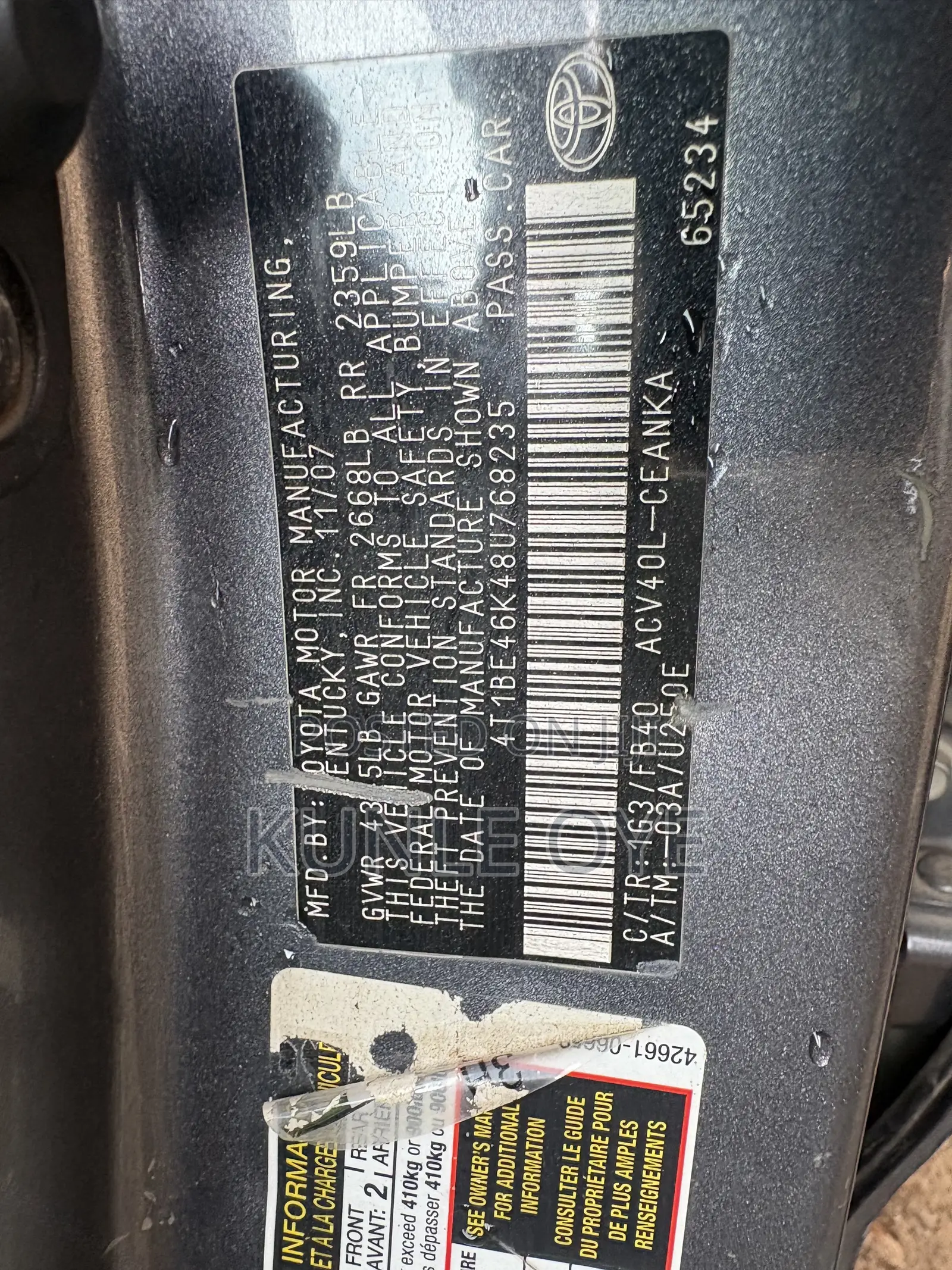 Toyota Camry 2.4 LE 2008 Gray