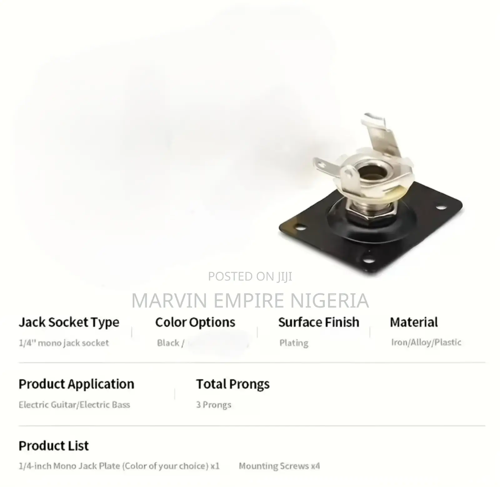 Electric Guitar Square Jack 6.35Mm Socket Electric Bass Audio Output