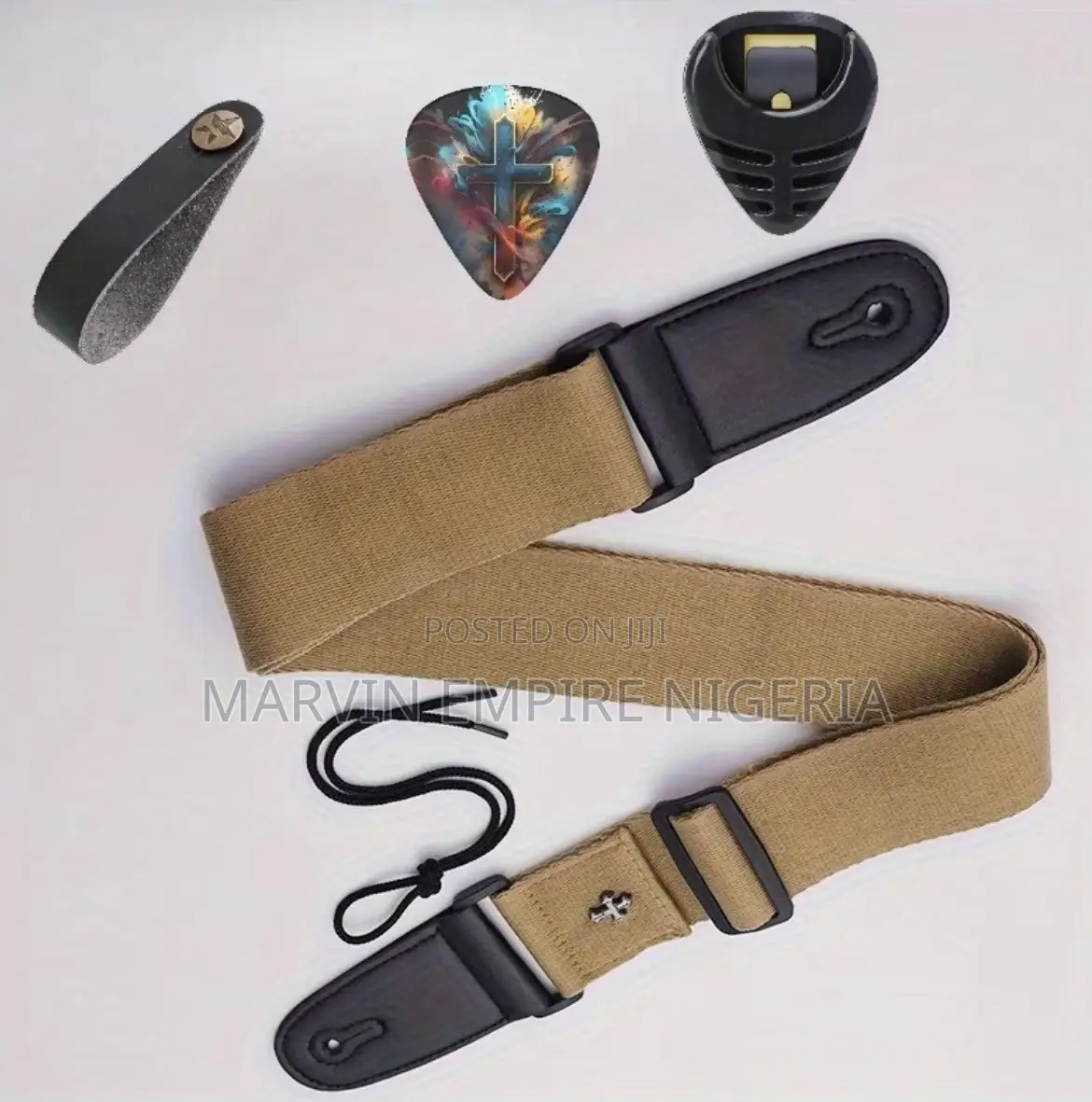 Premium Guitar Strap - Adjustable Fabric for Guitars With Pick Holder